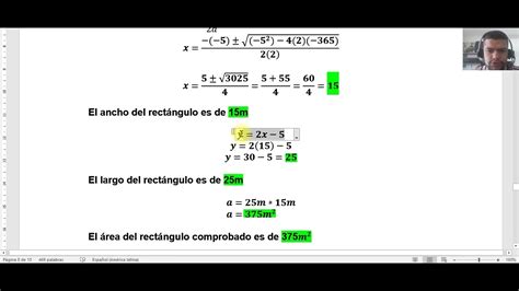 Calcular Las Dimensiones De Un Rect Ngulo Cuya Rea Es De M Youtube