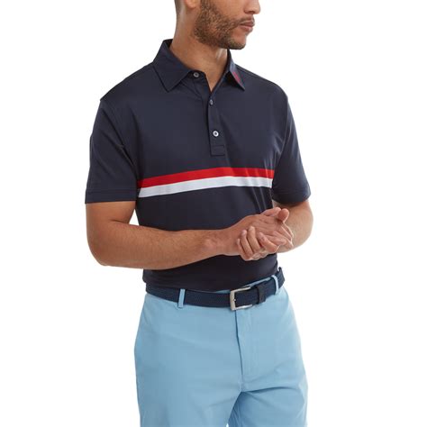 FootJoy Mens Double Chest Band Pique Polo Shirt Golfonline