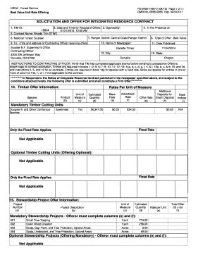 Fillable Online Fs Usda SOLICITATION AND OFFER FOR INTEGRATED RESOURCE