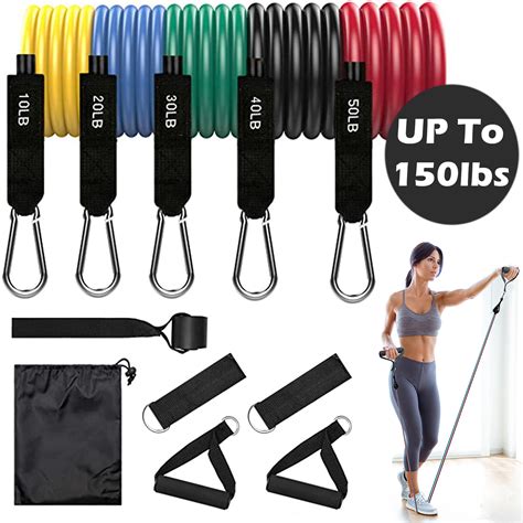 IMAGE 150lbs Resistance Bands Set, Exercise Bands with Handles, Ankle Straps, Door Anchor, Carry ...