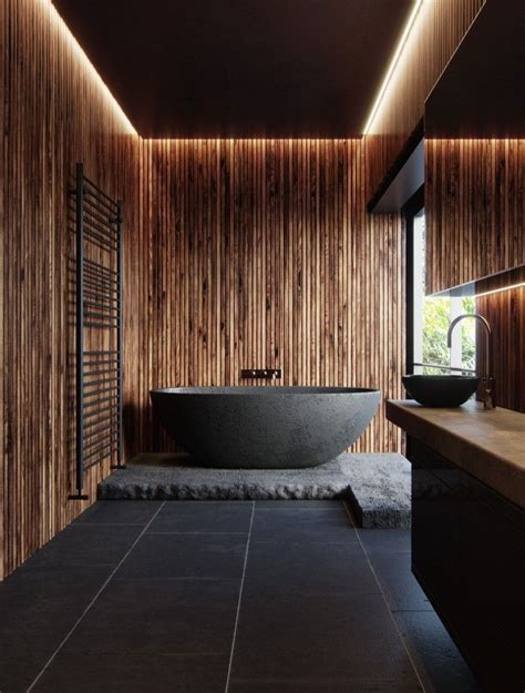 Salle De Bain Noir Et Blanc Et Bois