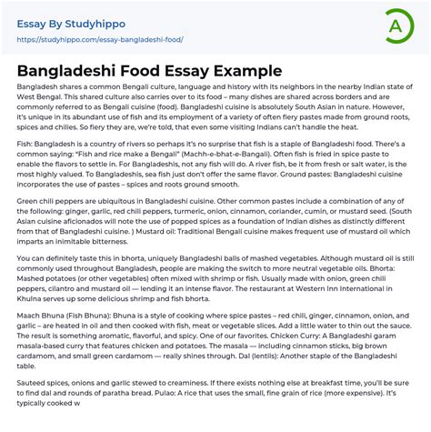 Bangladeshi Food Essay Example StudyHippo