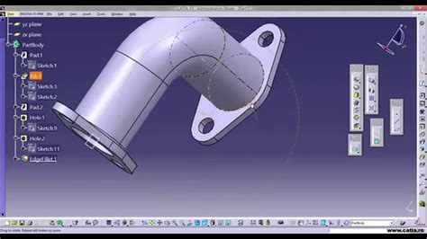 How To Create A Mechanical Part Using Catia Part Design 11 Youtube