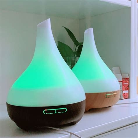 Buy Flower Vase Style Wood Grain 550ml 7 Color Led Aroma Diffuser Cool