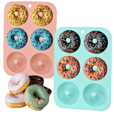 Toplive Silicone Donut Molds 2 Pack Non Stick Silicone Donut Pan 6