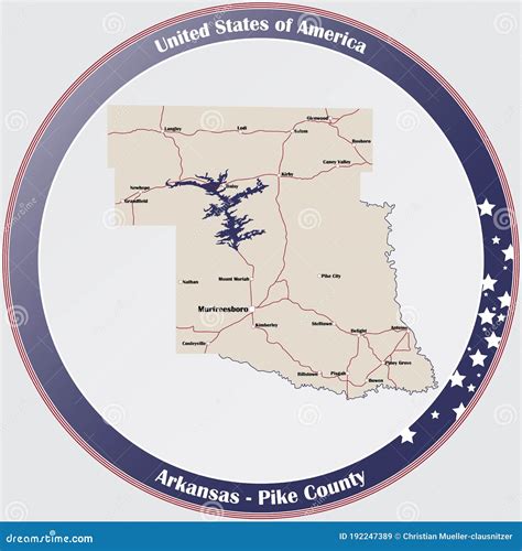 Map of Pike County in Arkansas Stock Vector - Illustration of flag ...