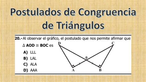 Postulados de Congruencia de Triángulos Pruebas Nacionales ejercicio