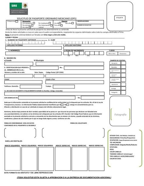 Solicitud De Pasaporte Ordinario Mexicano Op