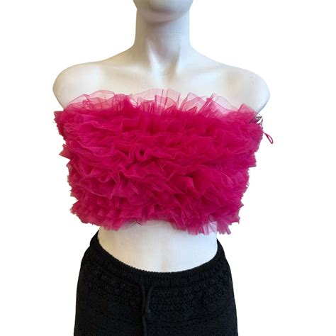 Bnwt Zara Womens Size S Ruffled Cropped Top Pink S