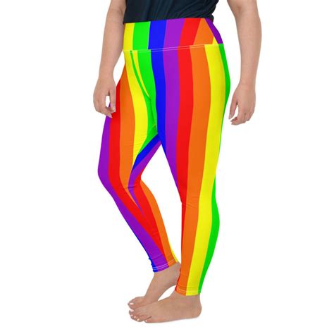 Rainbow Stripe Womens Leggings Xs 6xl Etsy