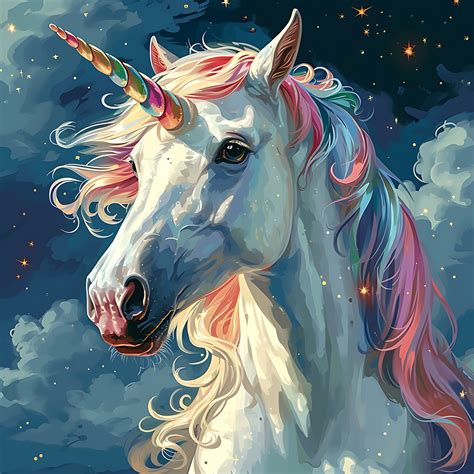 Wall Art Print White Unicorn UKposters