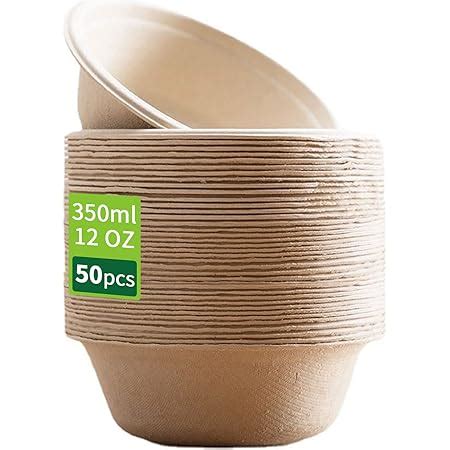 Best House EcoWise 50 Pack 12 OZ Paper Bowls Disposable Compostable