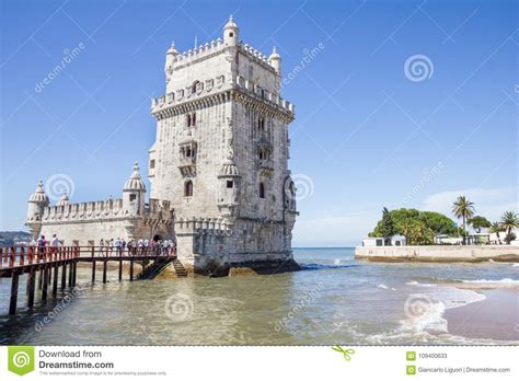 People Visiting The Belem Tower Lisbon Portugal Editorial Stock Photo