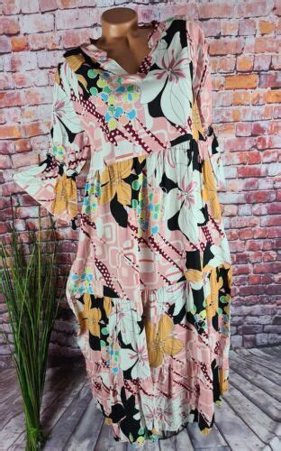 Boho Sommer Maxi Kleid Stufen Tunika Lang Italy Bl Ten M Ebay