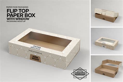 Paper Flip Top Box With Window Packaging Mockup By Inc Design Studio