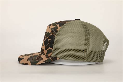 Retro Duck Camo 7 Panel Custom Leather Patch Trucker Hat — Savannah Moss Co