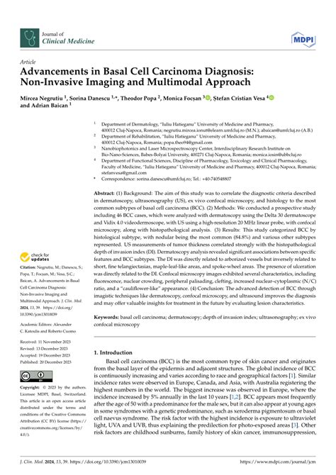 Pdf Advancements In Basal Cell Carcinoma Diagnosis Non Invasive