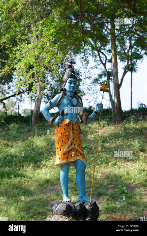 Hindu God Shiva Statue In The Beautiful Green Gardenwaterconcept Of