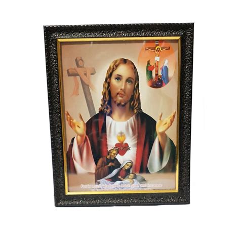 Jesus Christ Painting With Mary & Joseph Picture Framed With Synthetic ...