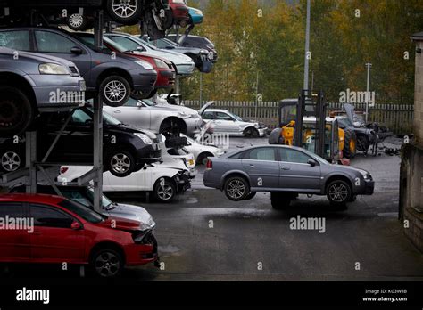 Motorhog Car Scrap Yard In Huddersfield Scrapped Cars On Racking Rows