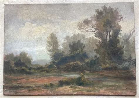 TABLEAU ANCIEN ÉCOLE de Barbizon Paysage Peinture XIXème Huile sur