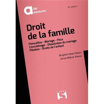 Droit De La Famille E Ed Me Dition Broch Brigitte Hess