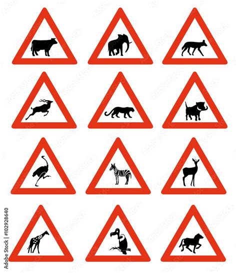 twelve Animal Crossing Road Signs of Namibia Stock Vector | Adobe Stock