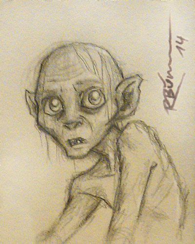 Gollum Sketch Easy Drawings Sketches Hobbit Art Lotr Art