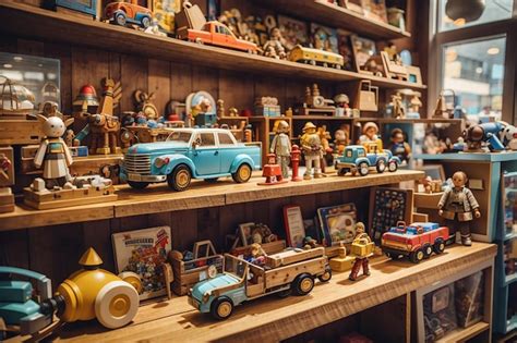 Premium Ai Image A Rustic Wooden Board In A Vintage Toy Store With