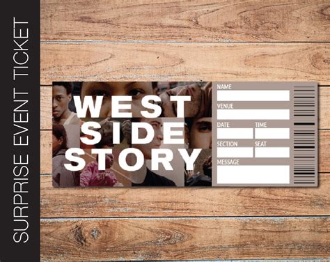 Printable WEST SIDE STORY Broadway Surprise Ticket. Editable | Etsy