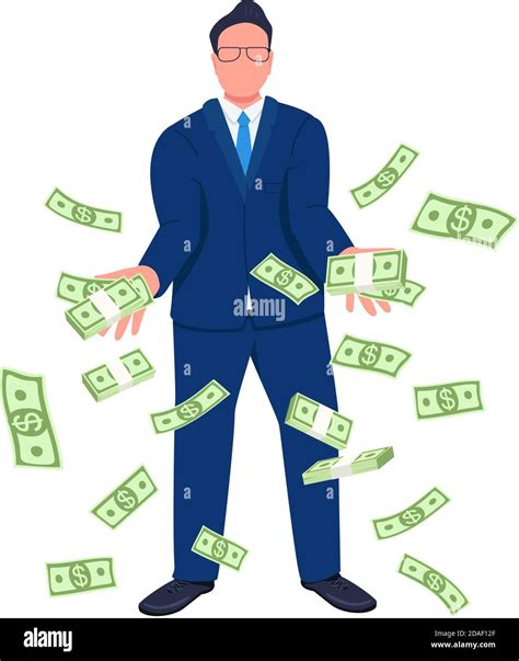 Businessman Throwing Money Up Flat Concept Vector Illustration Stock