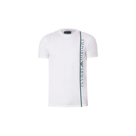 Emporio Armani Cotton Print Logo Round Neck White T Shirt Clothing