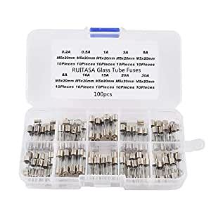 Ruitasa Pcs Fast Blow Glass Fuses Assorted Kit X Mm V A A