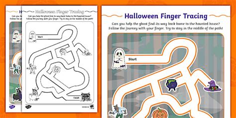 Halloween Finger Tracing Activity Worksheet Teacher Made