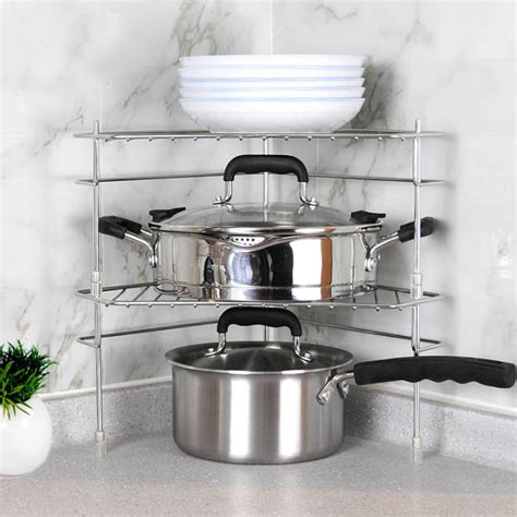 Dimension Space Kitchen Corner Storage Rack Stainless Steel Corner