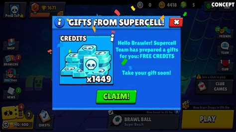 😍amazing New Free Ts 🎁🎁🎁brawl Stars Rewards Concept Youtube