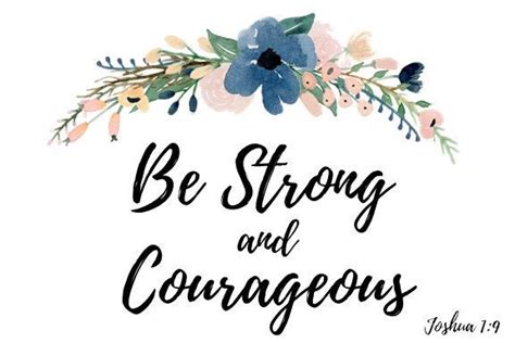 Joshua 19 Be Strong And Courageous Bible Verse Printable Navy And