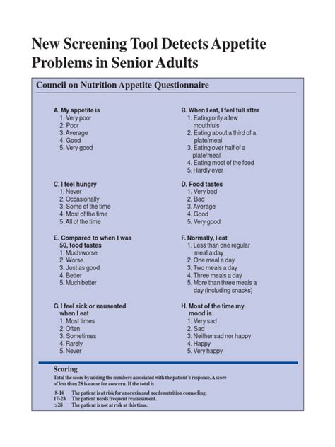 Appetite Questionnaire | PDF