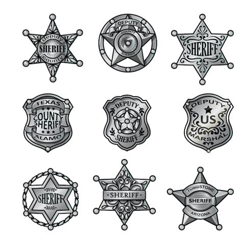 Premium Vector Silver Sheriff Badges Collection