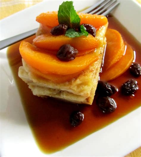 Deliahs Deli Peachy Bread Pudding With Clear Caramel Sauce