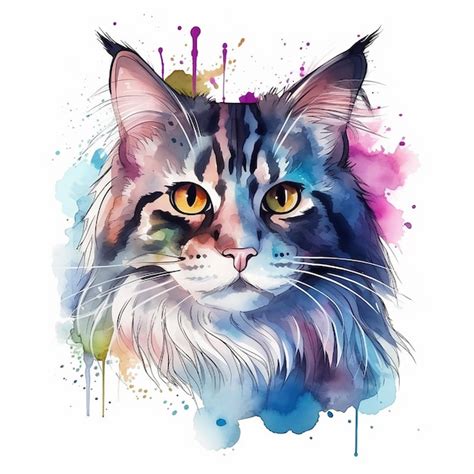 Künstlerische weiße leinwand katzen aquarell illustration Premium Vektor