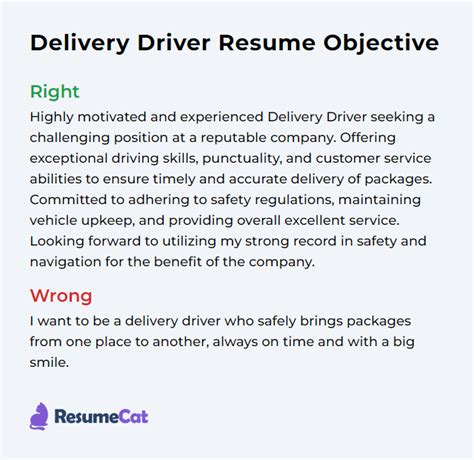 Top Delivery Driver Resume Objective Examples Resumecat