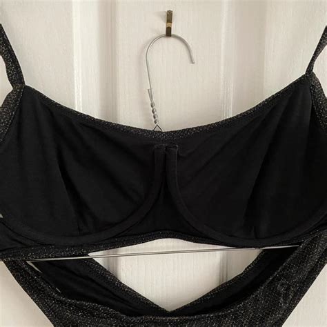 Seafolly Bikini Set Black With Gold Sparkles Gold Depop