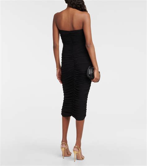 Slinky Strapless Jersey Midi Dress In Black Norma Kamali Mytheresa