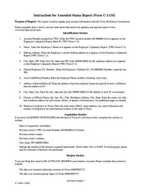 Fillable Online Instructions For Amended Status Report Form C 1AM