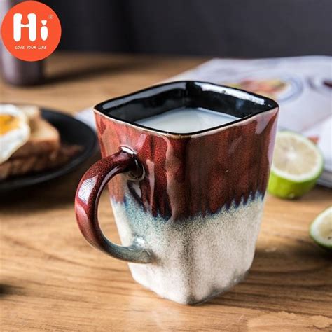 Купить Hi Creative Flow Glaze Квадратная кофейная кружка с ложкой и ...