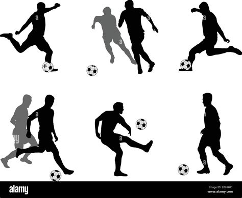 Fußball Spieler Silhouetten Sammlung Vektor Stock Vektorgrafik Alamy