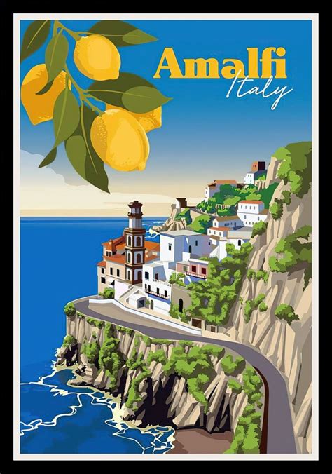 Amalfi Coast Print Amalfi Travel Poster Italy Travel Poster Instant Download Amalfi Italy