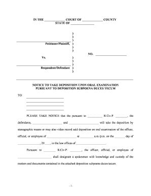 Notice Deposition Subpoena Complete With Ease Airslate Signnow