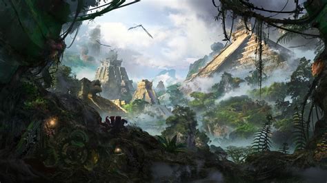 jungle, temple, artwork, fantasy art, HD Wallpaper | Rare Gallery